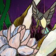 Stained Glass Hummingbird and Flower by Carol Powers