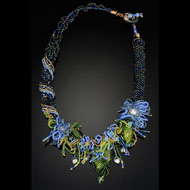 Blue Evening beaded necklace by Lauren McCarthy