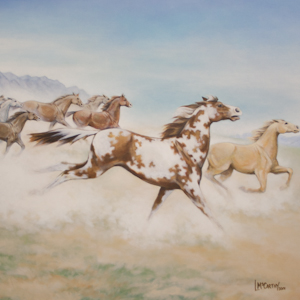 Acrylic painting of horses by Lauren McCarthy